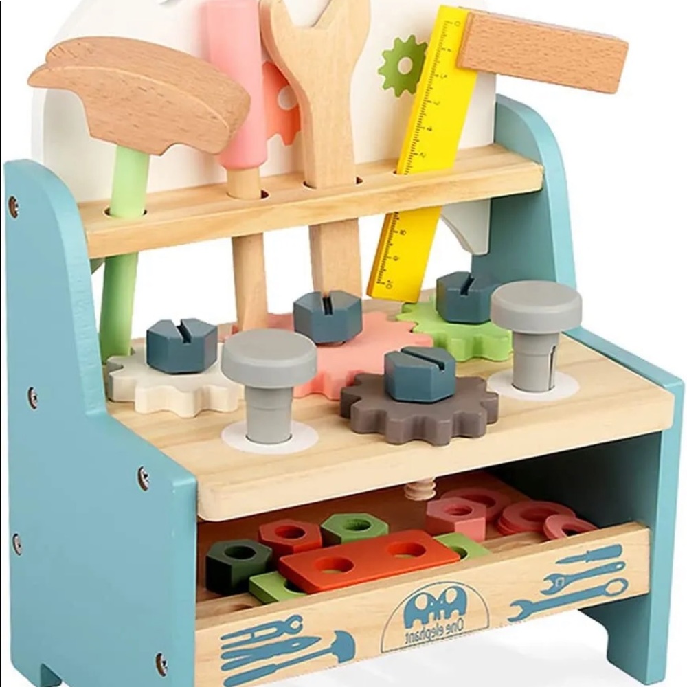 Varbertos Mini Tool Bench Toy Set for Kids Toddlers, Wooden Tool Workbench Set - Picture 2 of 12